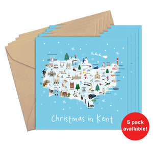 Christmas In Kent Christmas Greeting Card - SAVE Buy 5 pack for only £11.99!