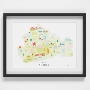 Surrey - 'Map of Surrey' Art Print