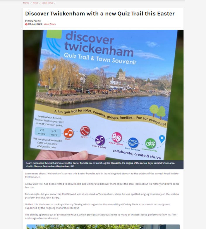 Twickenham Nub News - Discover Twickenham - Quiz Trail 