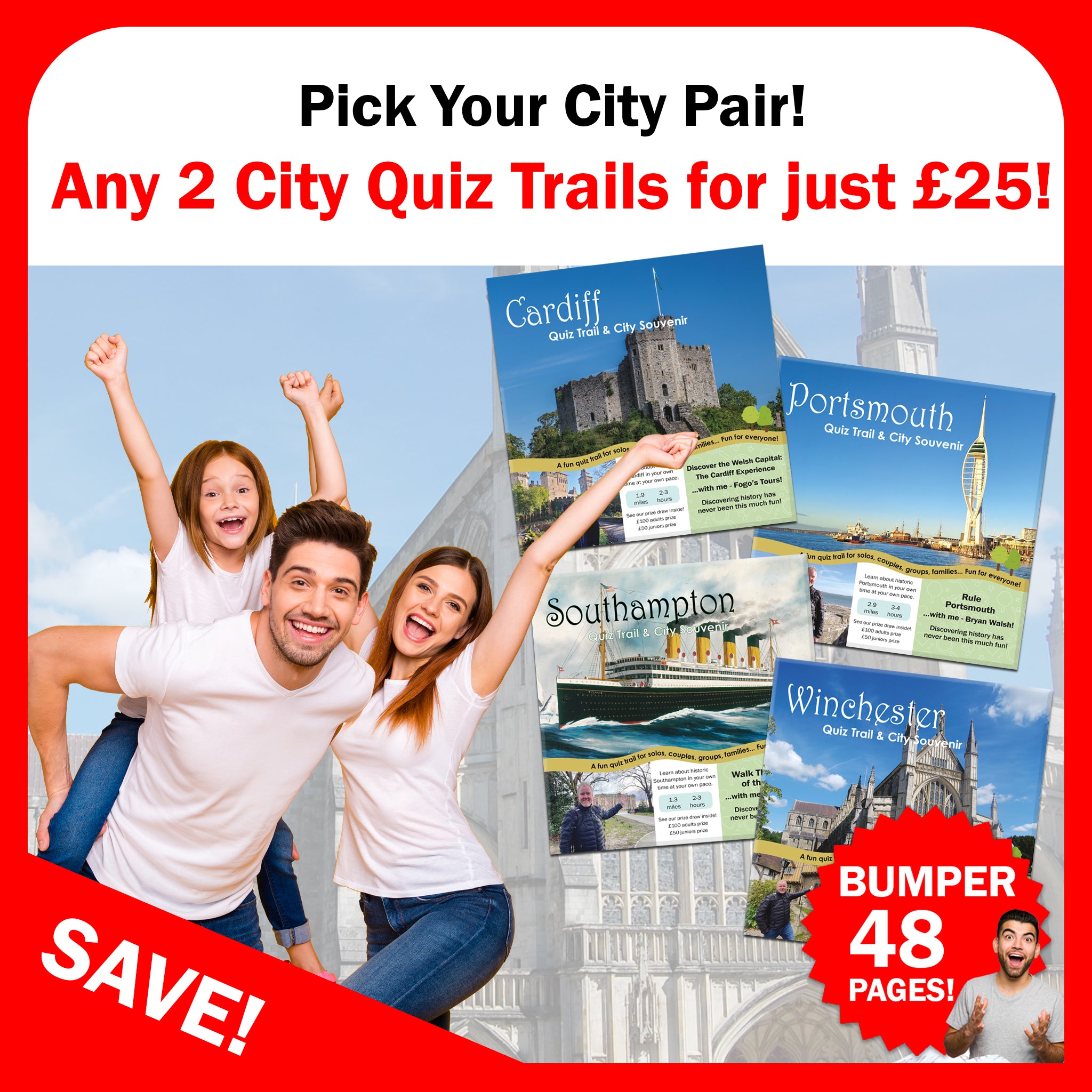 Choose any 2 City Quiz Trail Adventures for ONLY £25!