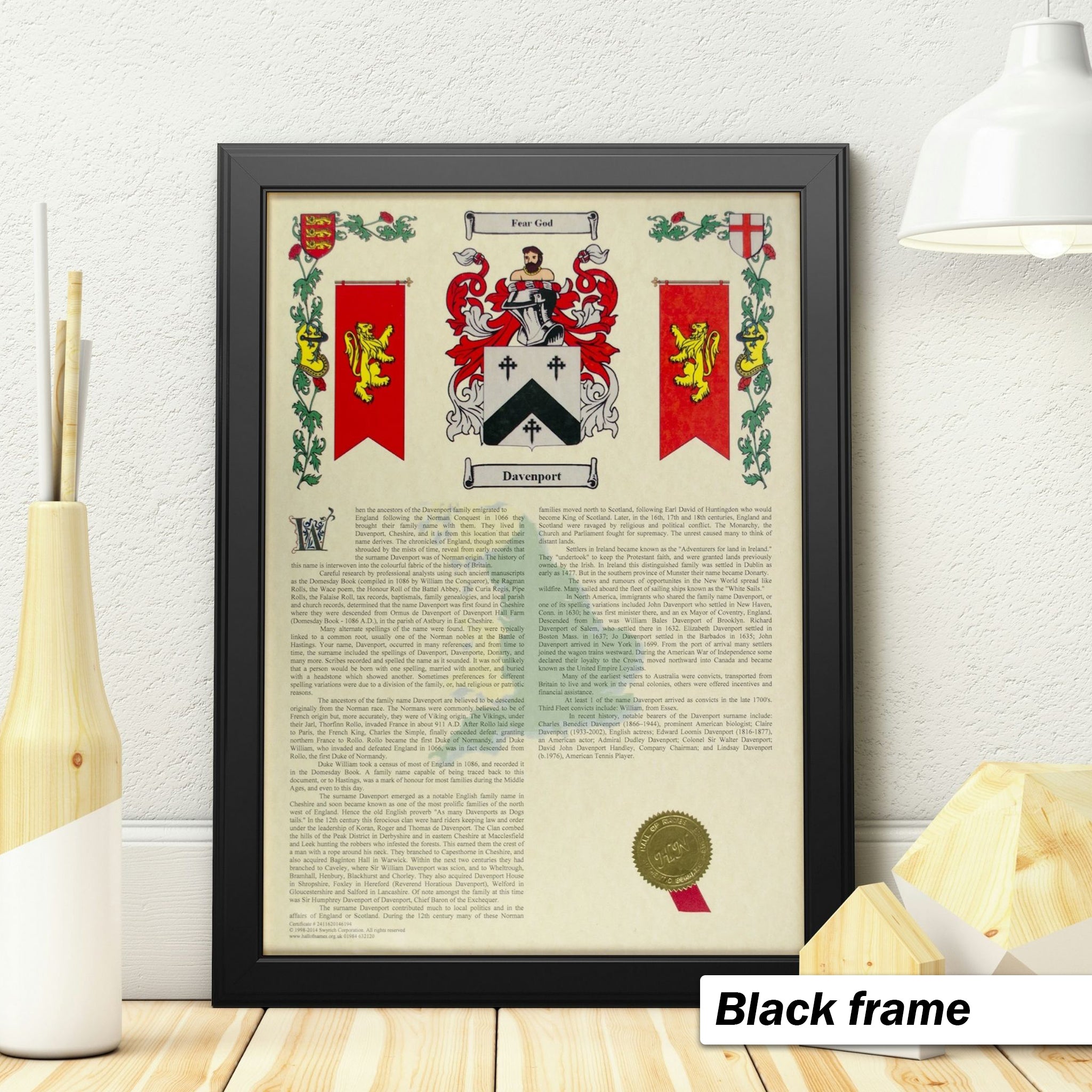 Personalised Coat of Arms & Surname History A3 Sized Print | Family Crest Gift | Heritage Scroll