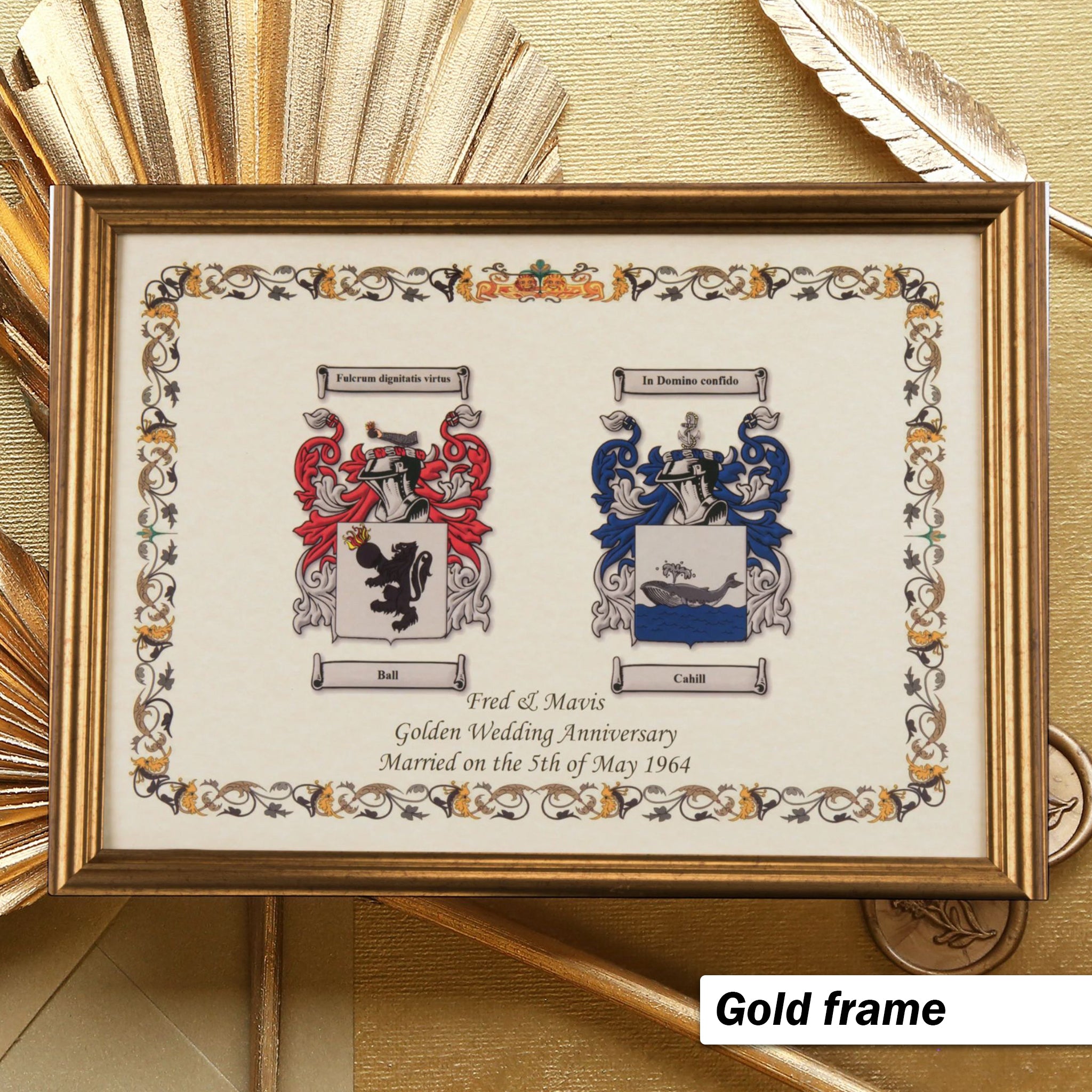 Double Coat of Arms A3 Sized Print | Wedding & Anniversary Gift | Family Crest Keepsake