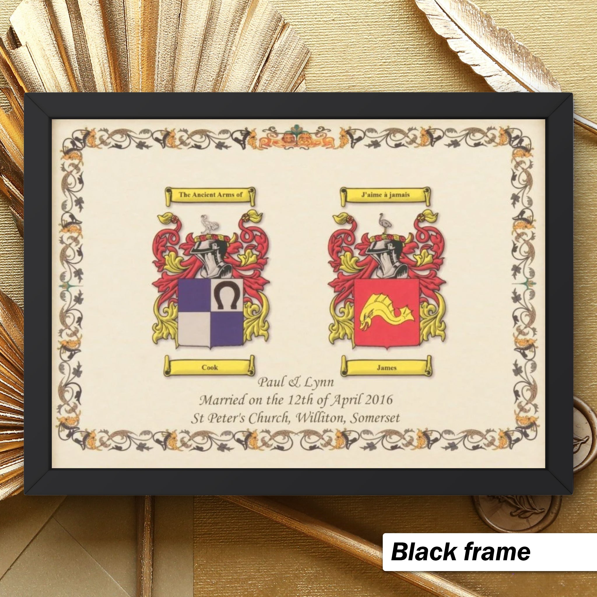 Double Coat of Arms A3 Sized Print | Wedding & Anniversary Gift | Family Crest Keepsake