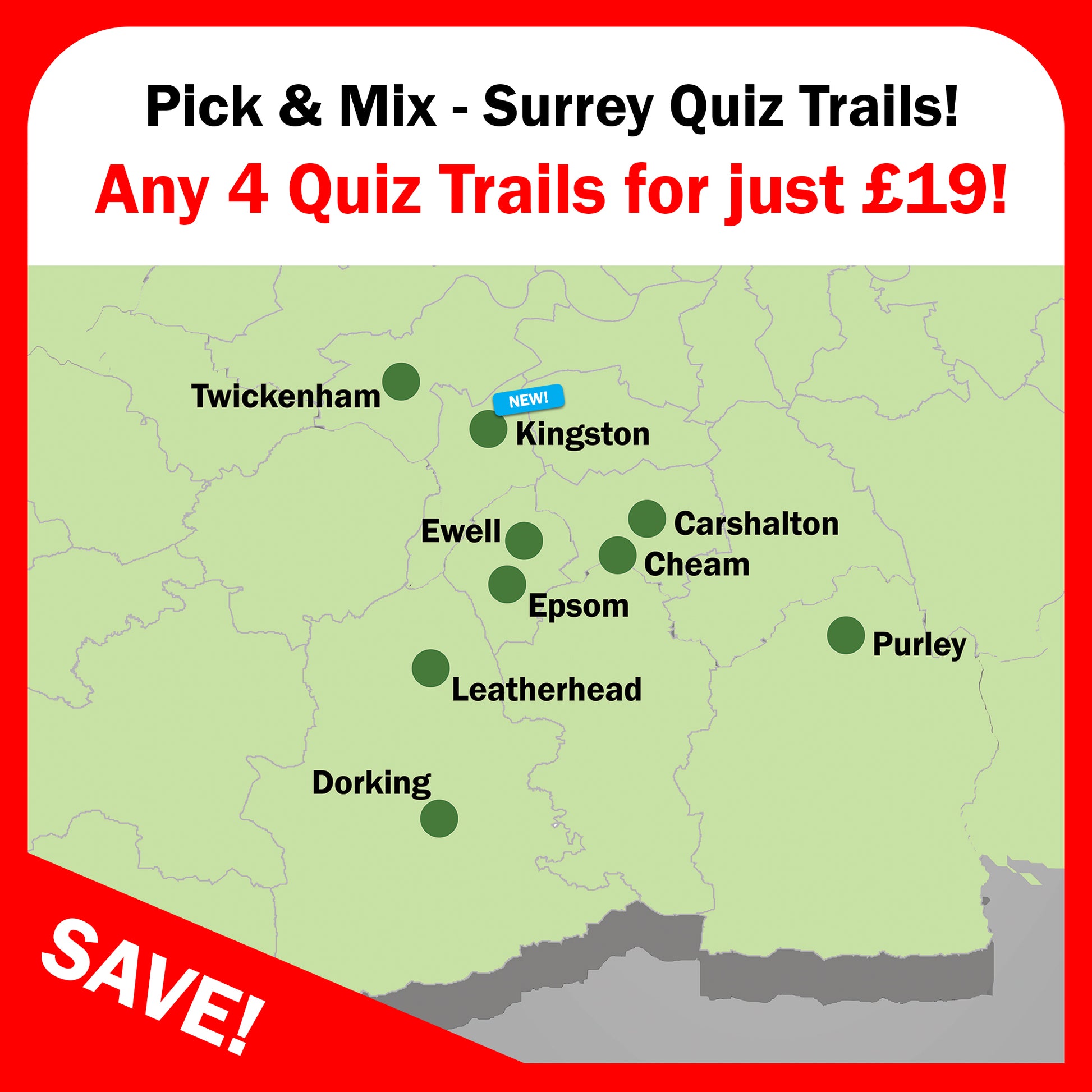 Choose any 4 Surrey Quiz Trails for ONLY £19!
