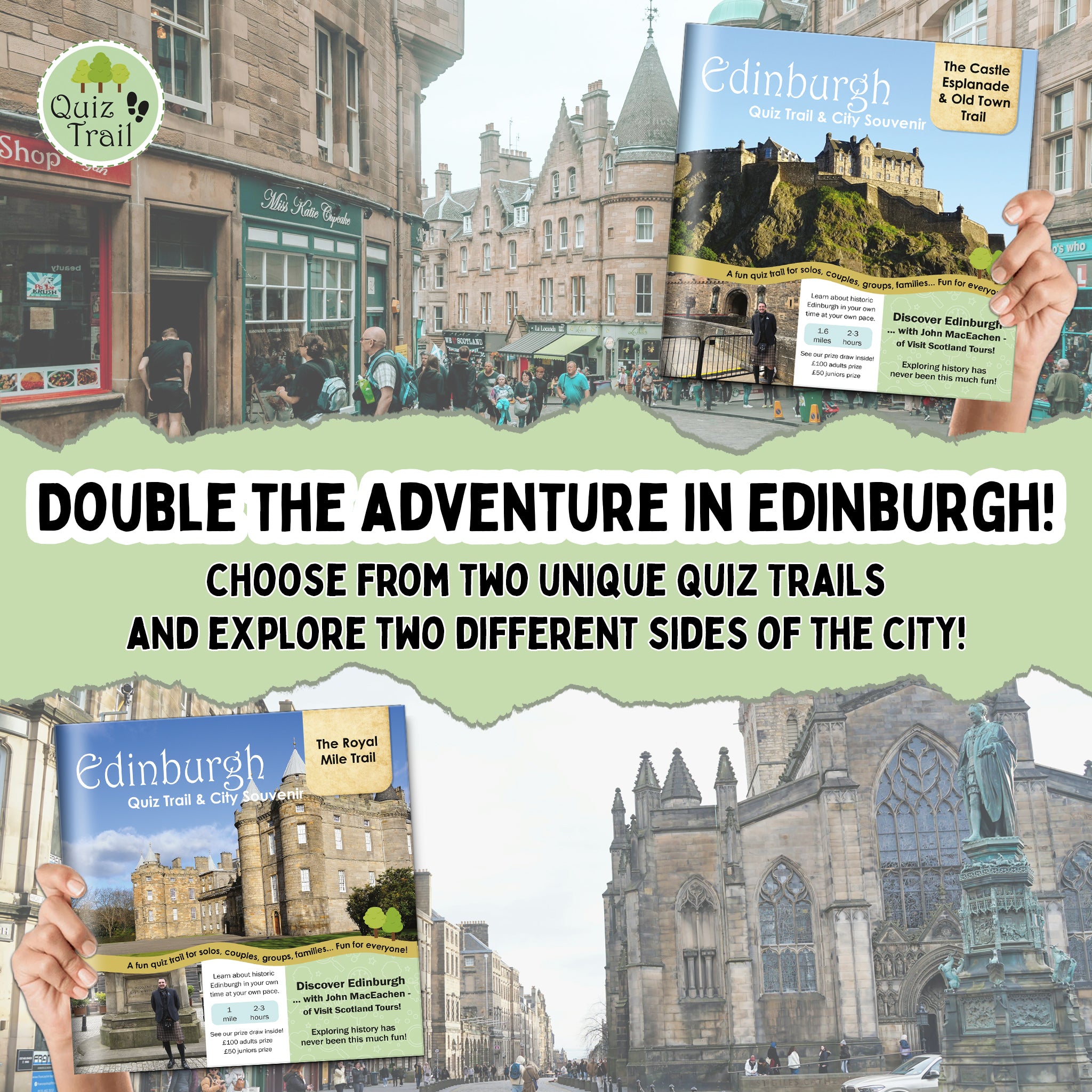 Explore two areas of Edinburgh with the Edinburgh Quiz Trail and City Souvenirs! BUMPER 48 Pages! Two Quiz Trails to choose from - or order both and SAVE!