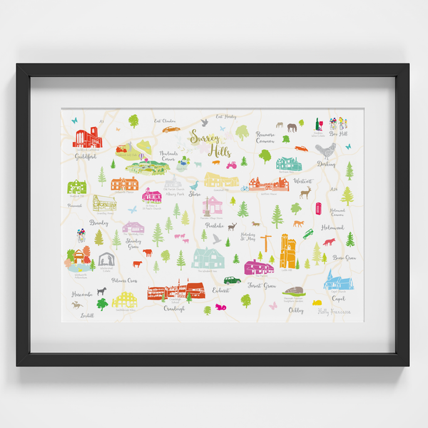 Load image into Gallery viewer, Surrey Hills - &#39;Map of Surrey Hills&#39; Art Print
