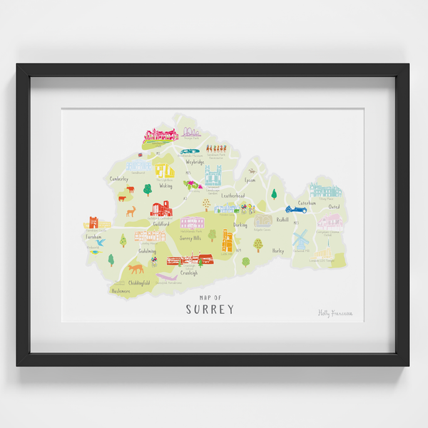 Load image into Gallery viewer, Surrey - &#39;Map of Surrey&#39; Art Print
